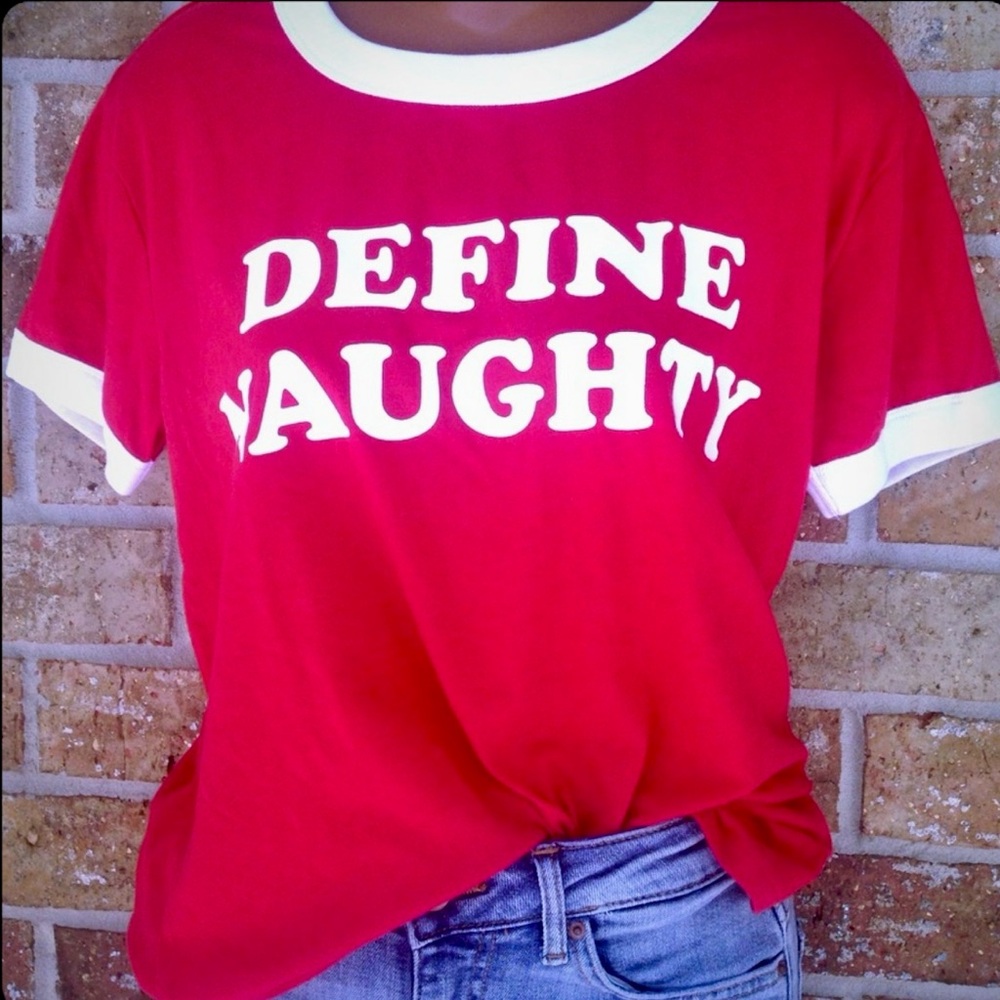 Victoria's Secret PINK Retired “Define Naughty” Ringer Tee size medium